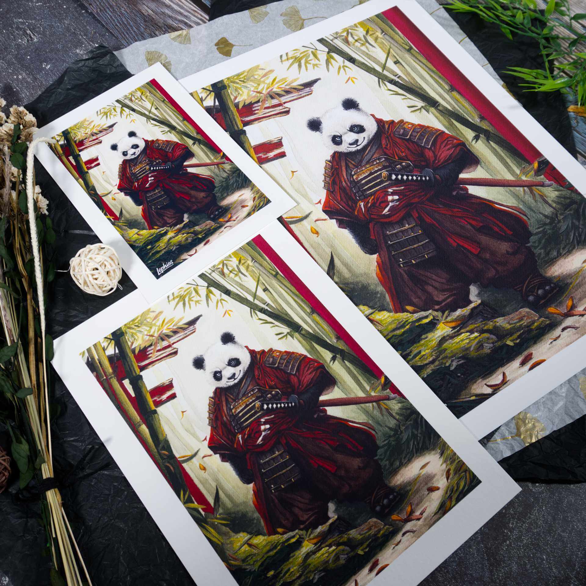 Kunstdruck | Panda Samurai - In the Bamboo Grove – Bild 2
