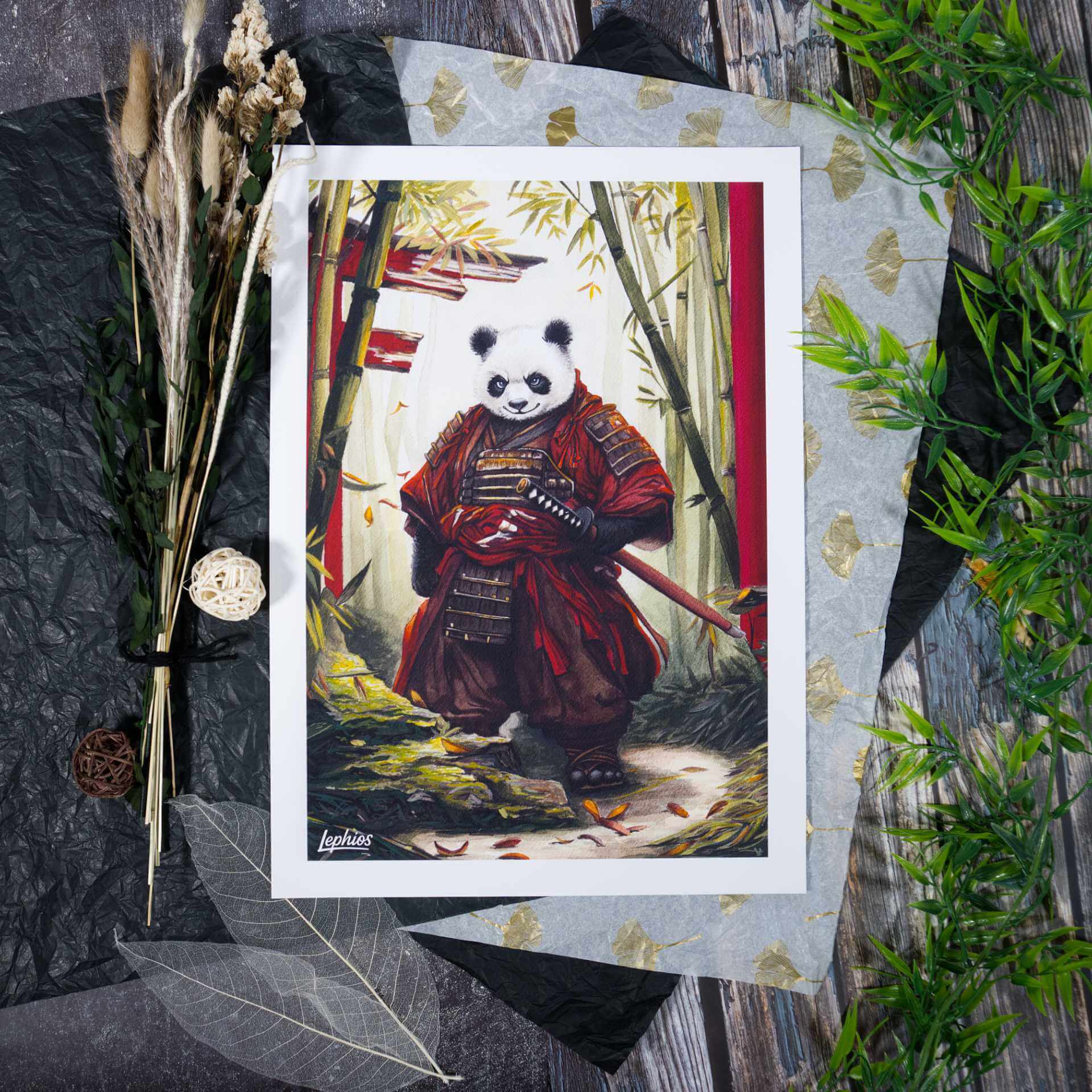 Kunstdruck | Panda Samurai - In the Bamboo Grove – Bild 6