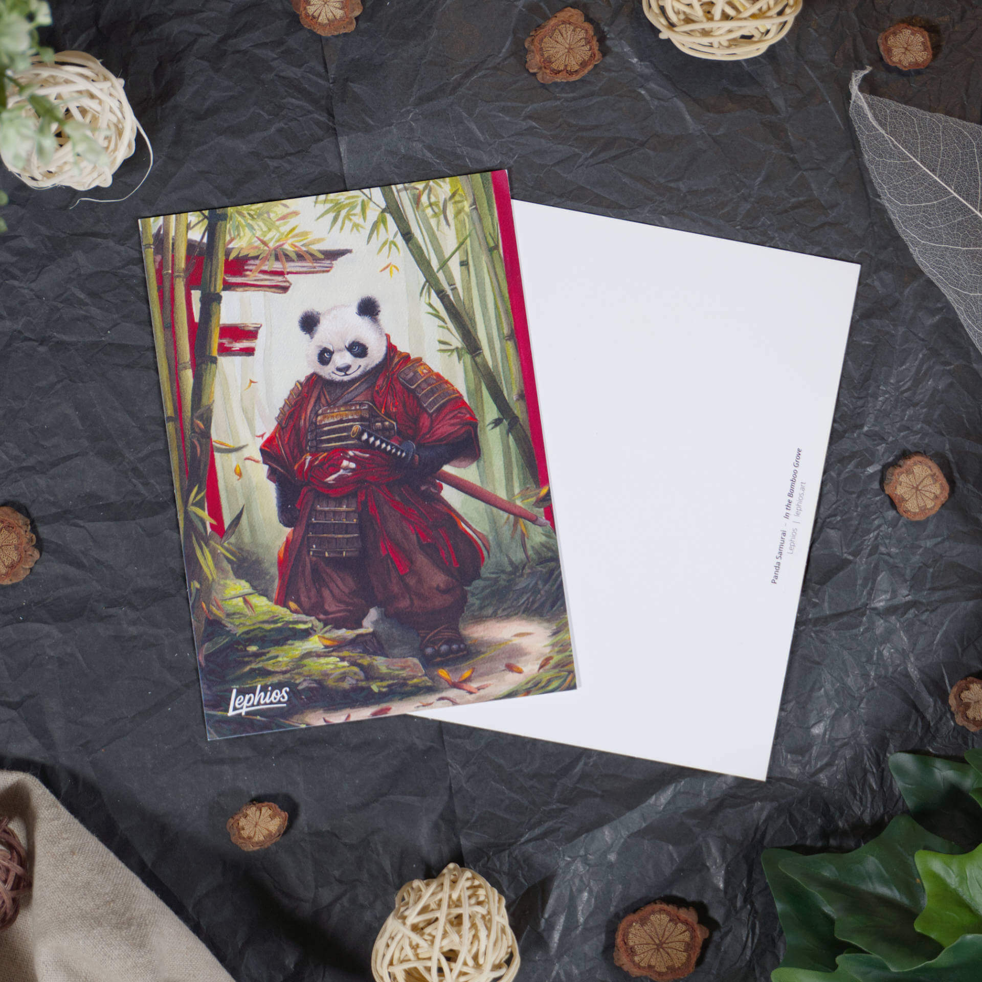 Postkarte | Panda Samurai – In the Bamboo Grove